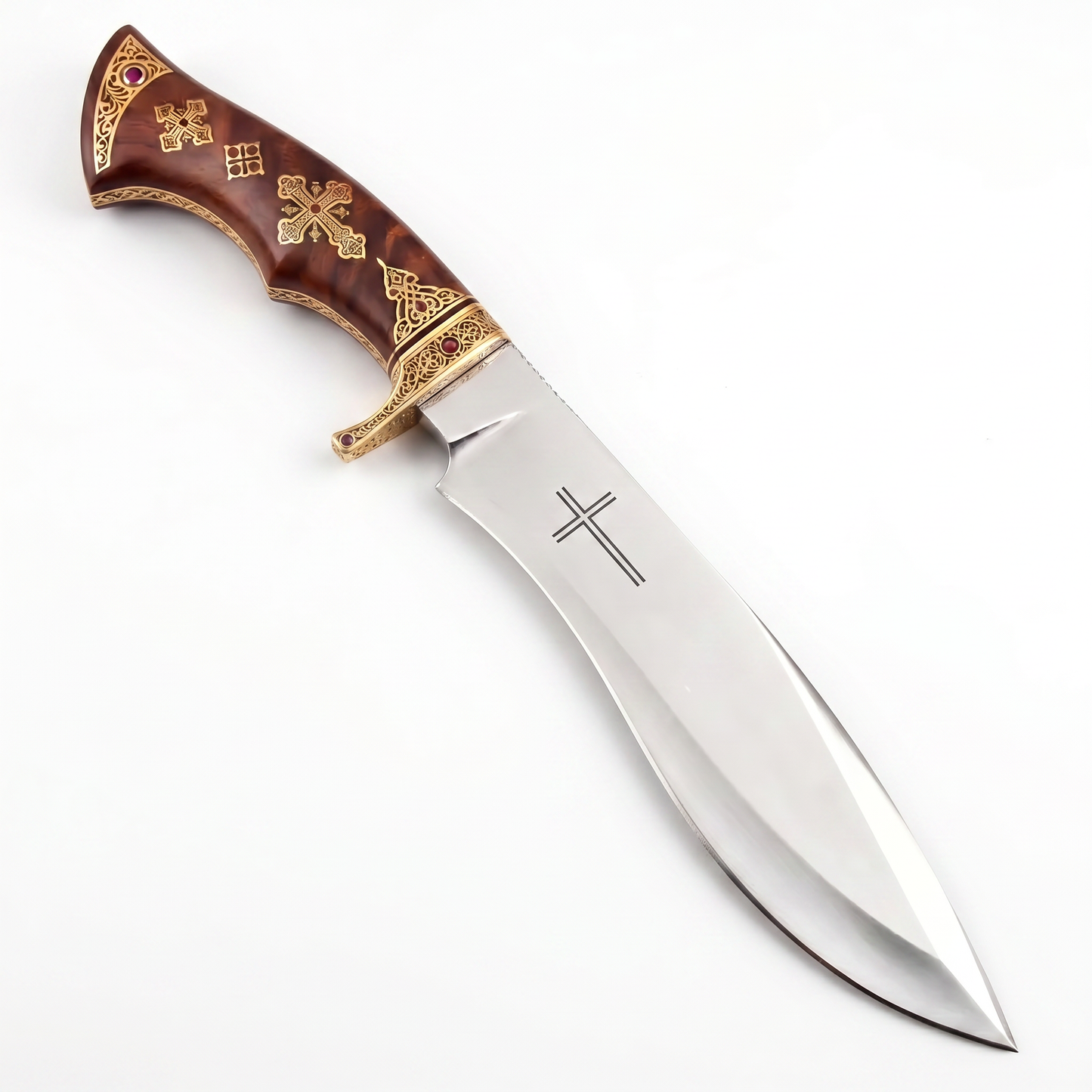 Kézzel készített D2 acél Bowie kés (15 hüvelyk) bőrtokkal