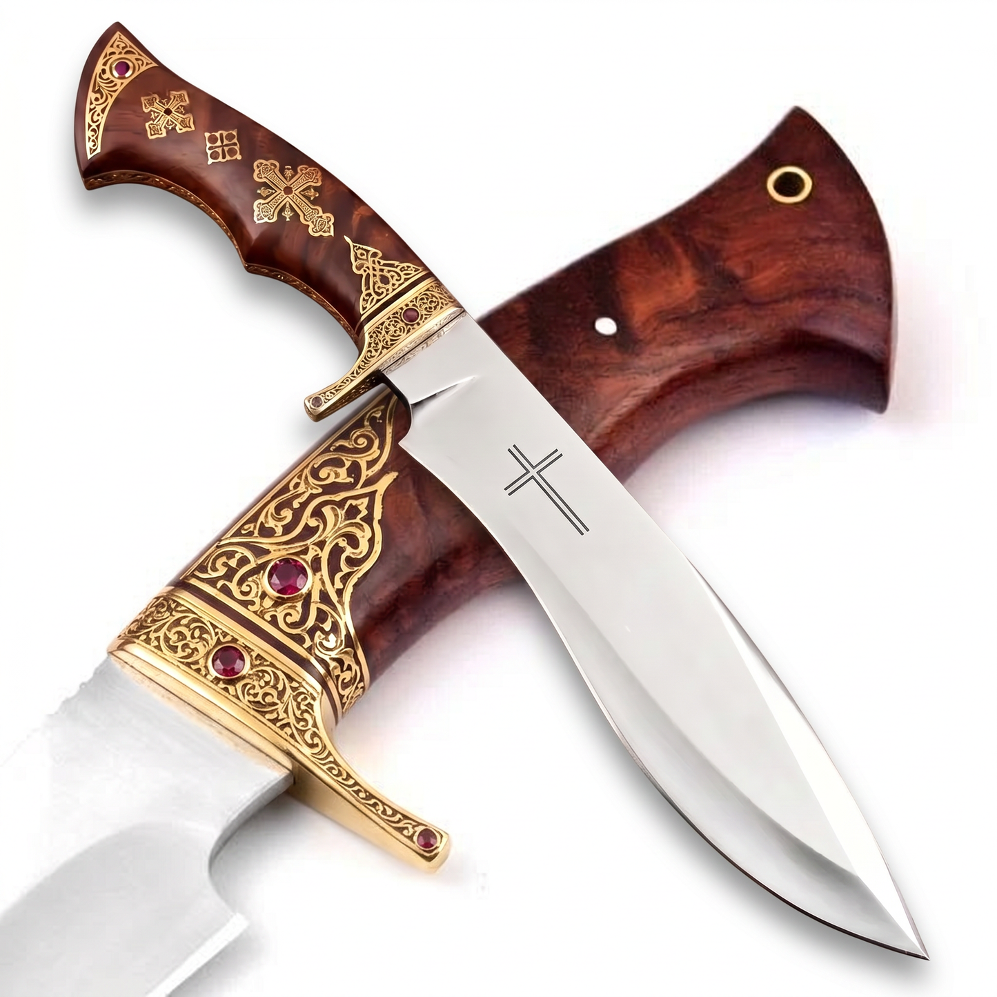 Kézzel készített D2 acél Bowie kés (15 hüvelyk) bőrtokkal