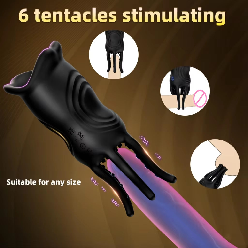 Octopus Penis Trainer Lock Ring Rezgő Késleltető Gyűrű Férfiaknak Újratölthető Vízálló Férfi Nagyítás Felnőtt Szexjátékok