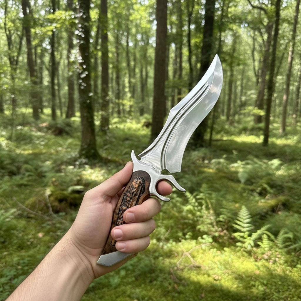 Kézzel kovácsolt | 440C acél Bowie kés | Rózsafa nyél | Bőr tok | Vadász- és túrakés