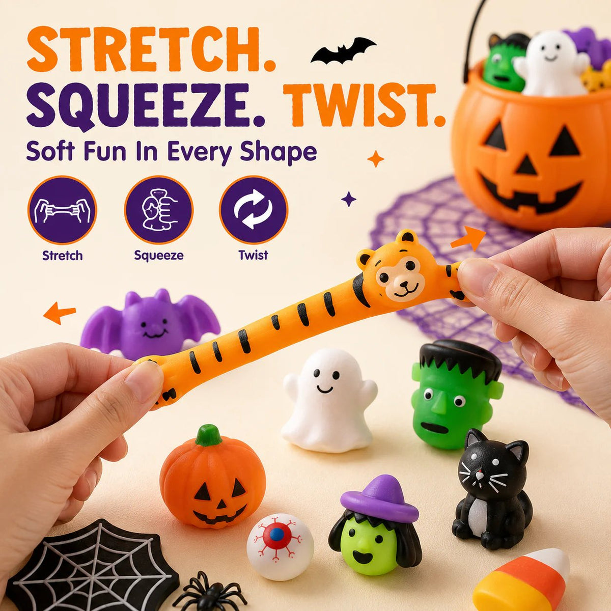 🔥Utolsó nap 50% KEDVEZMÉNY - 🎃 30 darabos Halloween Mochi Puha Játékok